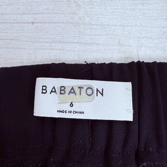 Aritzia Babaton Size 6 Conan Cropped Ankle Pant Pull On Black Trousers Crepe - Picture 6 of 13